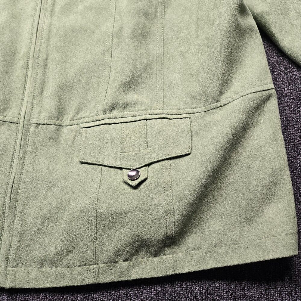 NEW CJ Banks Suede Jacket Women’s Plus 1X Green Zip Front Casual Coat 16/18W - Picture 3 of 13